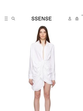 Jacquemus White Twisted Front Shirt Dress
